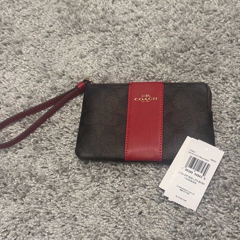 Coach Black and Red Leather Wristlet